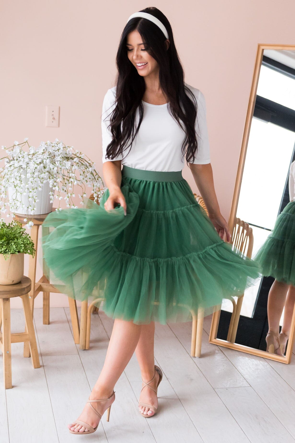 Twirling Away Modest Tulle Skirt