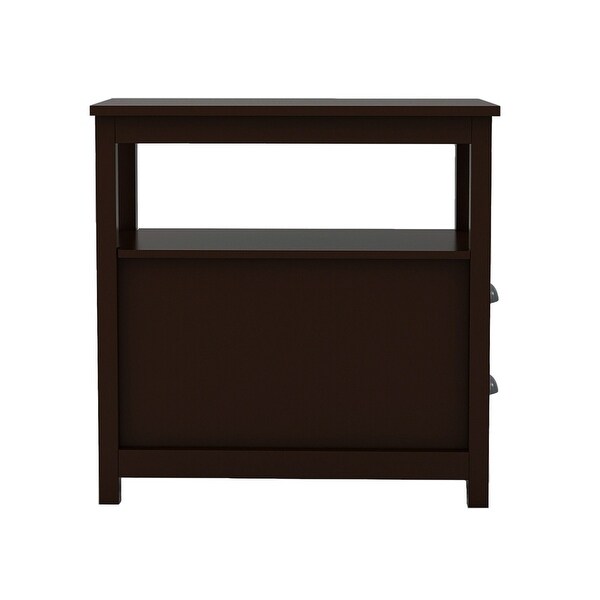 Merax Narrow Nightstand with Open Shelf and Two Drawers - - 33239940