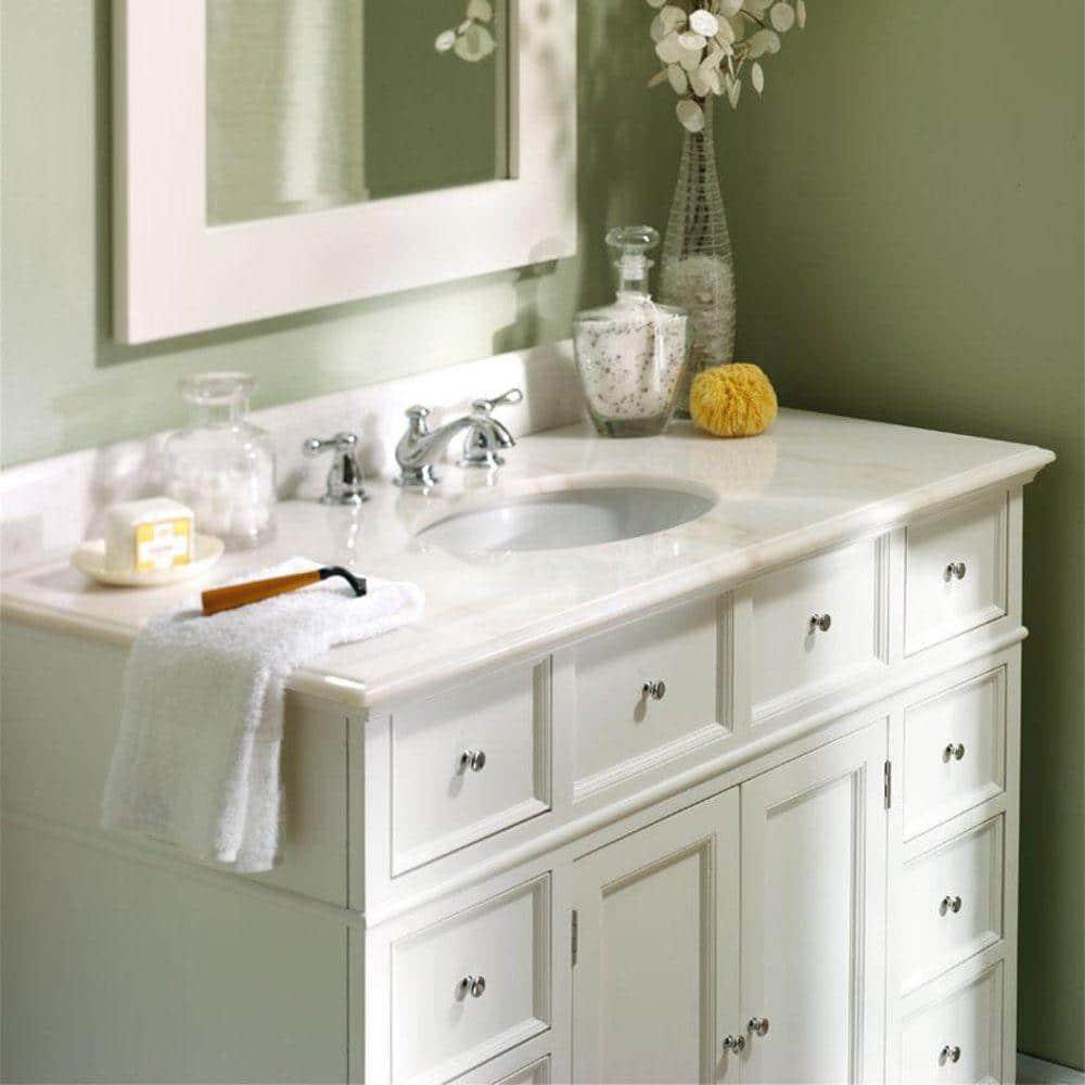 Home Decorators Collection Hampton Harbor 44 in W x 22 in D Bath Vanity in White with Natural Marble Vanity Top in White