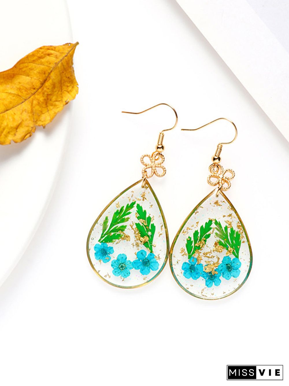 Forget-me-not Resin Gold Foil Earrings