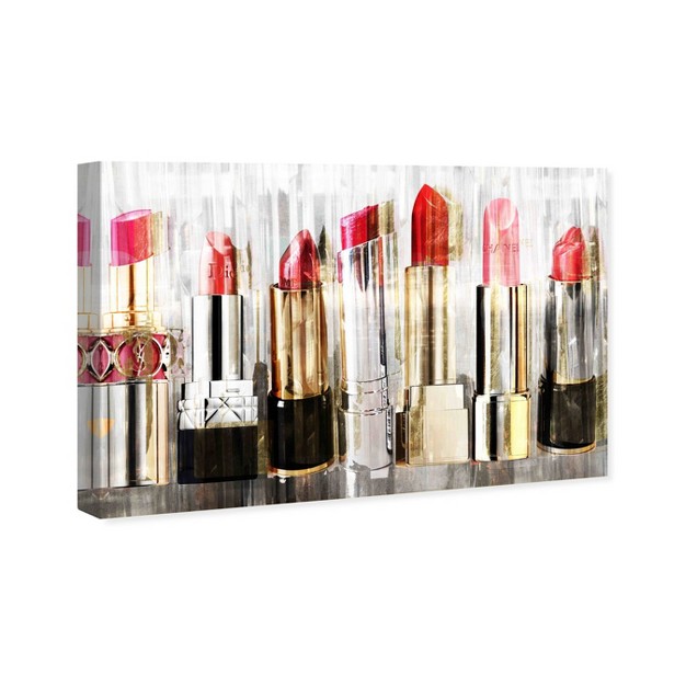 X 15 quot My Lipstick Collection Fashion And Glam Unframed Canvas Wall Art In Gold Oliver Gal