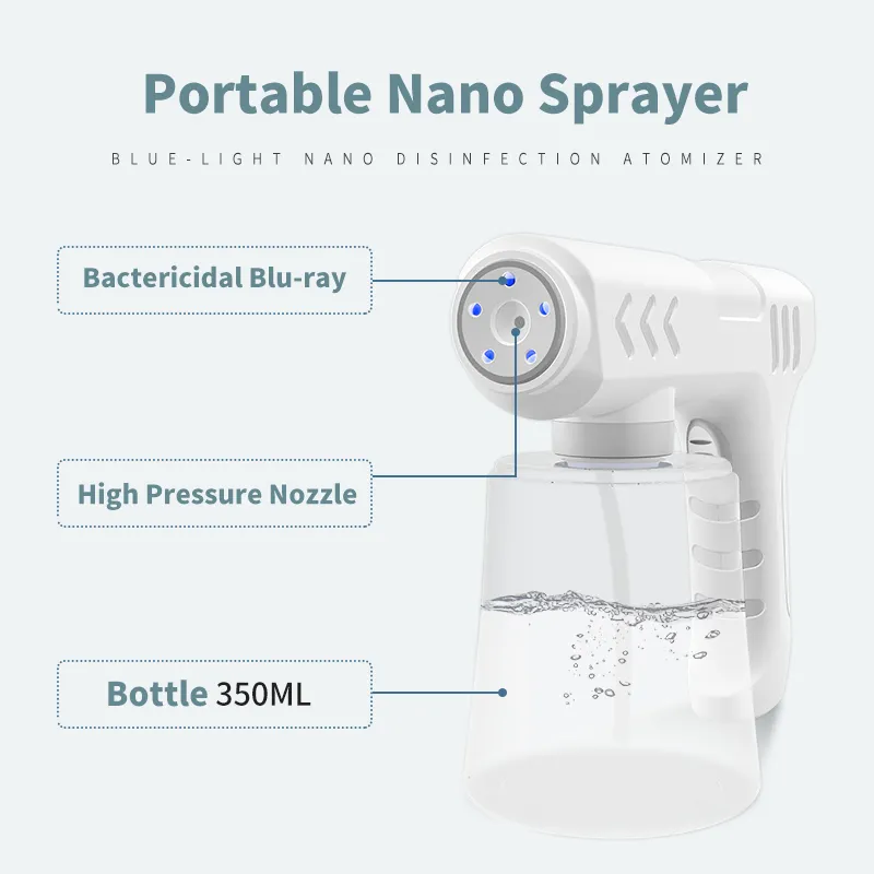 3.7 V Fogger Machine 300ml 500ml Blu ray USB spray sterilizer Electric Atomizer Disinfection Spray Portable Nano Sprayer