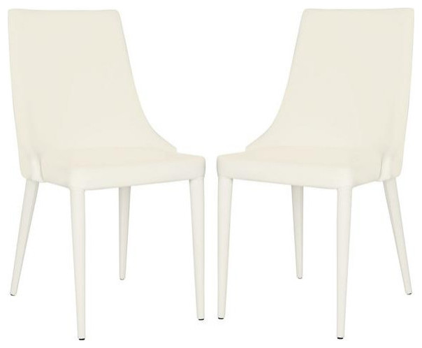 Maysa 19 quotH Leather Side Chair  Set of 2  White   Midcentury   Dining Chairs   by V.S.D Furniture  Houzz