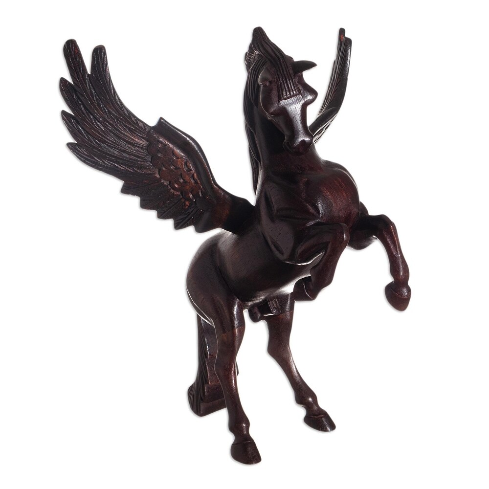 Novica Handmade Mythic Horse Pegasus Cedar Sculpture