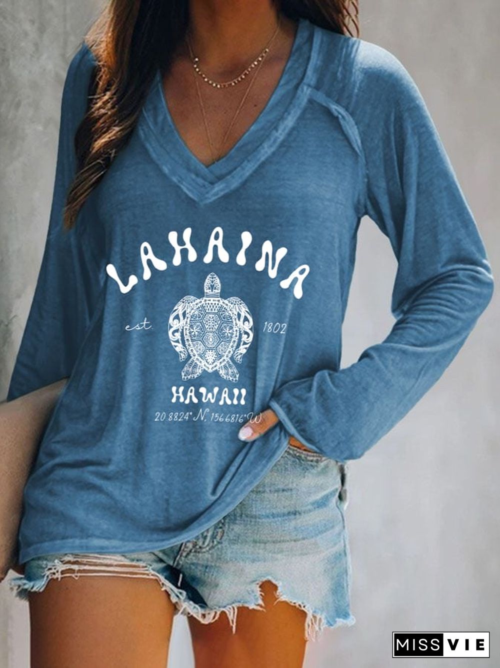 Women's Lahaina Maui Hawaii V-Neck Casual T-Shirt