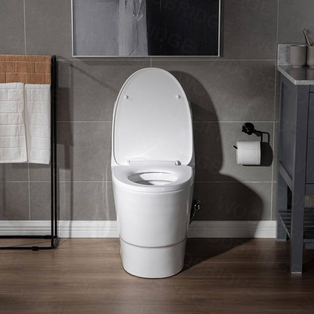 WOODBRIDGE 1-Piece 1.01.6 Gallons Per Flush (GPF) High Efficiency Dual Flush Elongated Toilet in White Seat Included HB0940