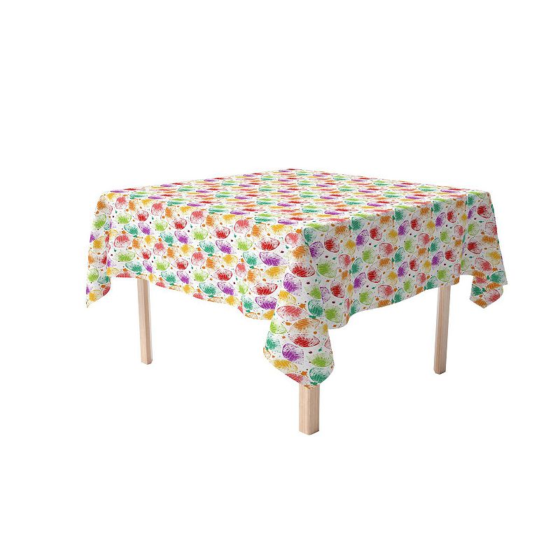 Square Tablecloth， 100% Polyester， 54x54， Bold Autumn Leaves and Paint Splatter