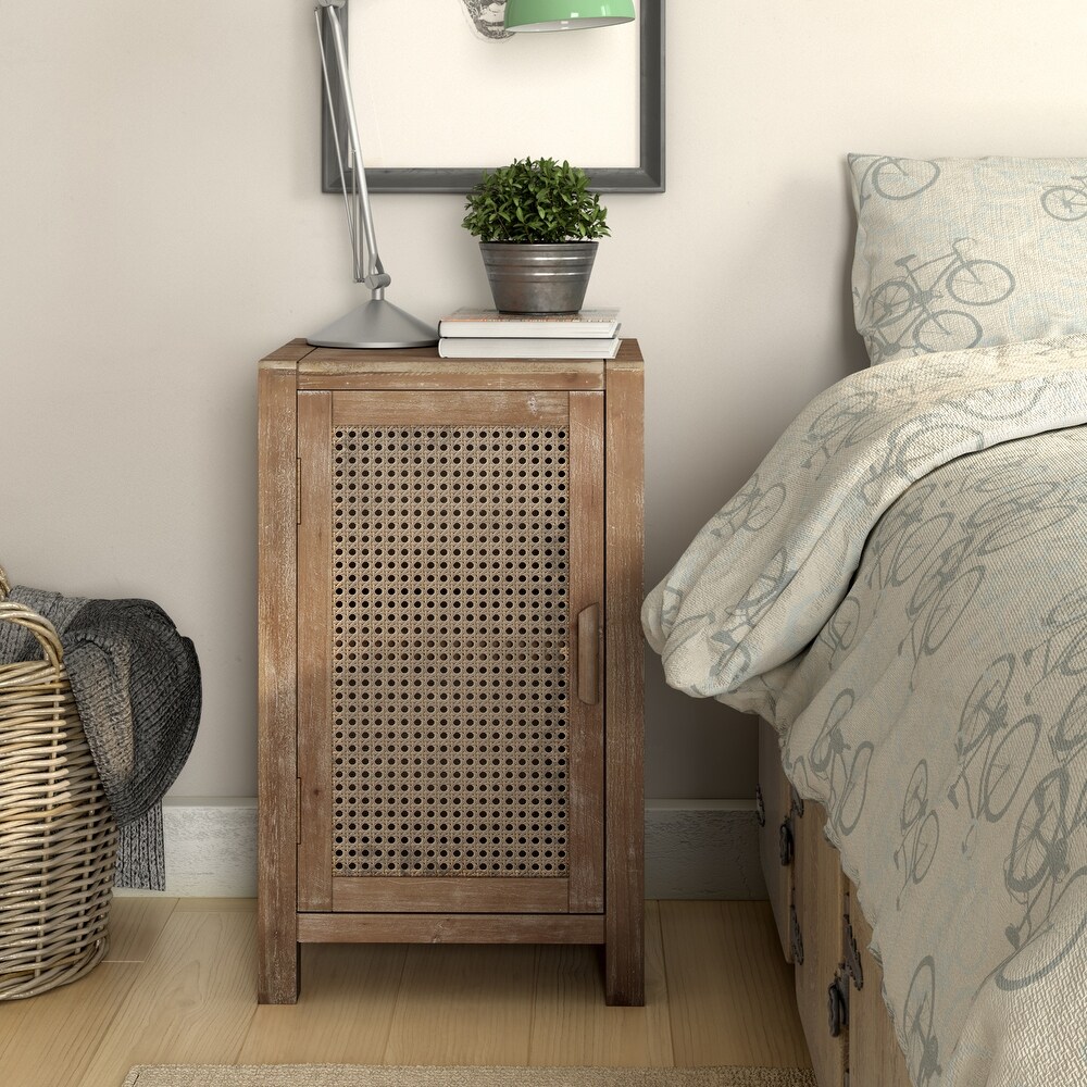 COZAYH Industrial Farmhouse Woven Front End Table  Nightstands