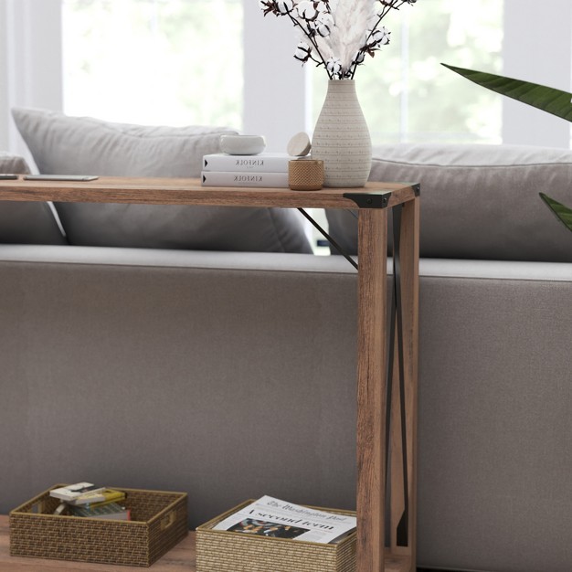 Merrick Lane Modern Farmhouse Engineered Wood Sofa Table And Powder Coated Steel Accents