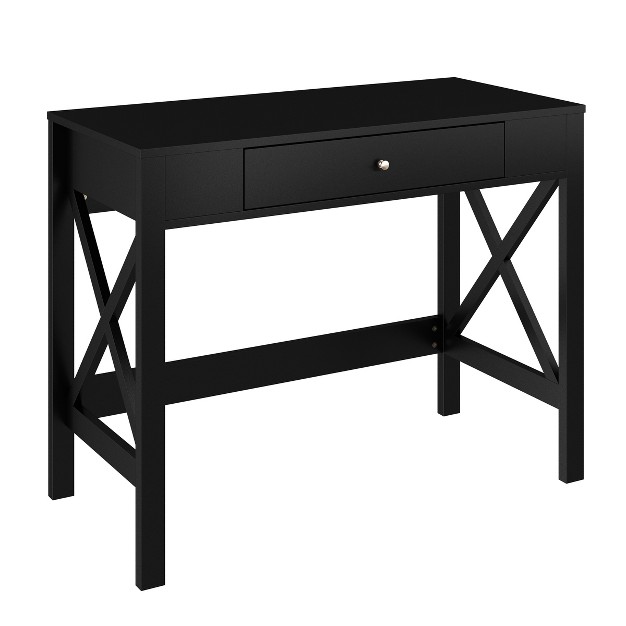 Writing Desk Modern Desk With X pattern Legs And Drawer Storage For Home Office Bedroom Computer Or Craft Table By Lavish Home black