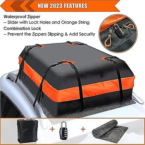 Car Luggage Carrier Roof Bag，600D Waterproof Roof Bag 15 Cubic Feet | Car Organizer Includes Anti-Sl