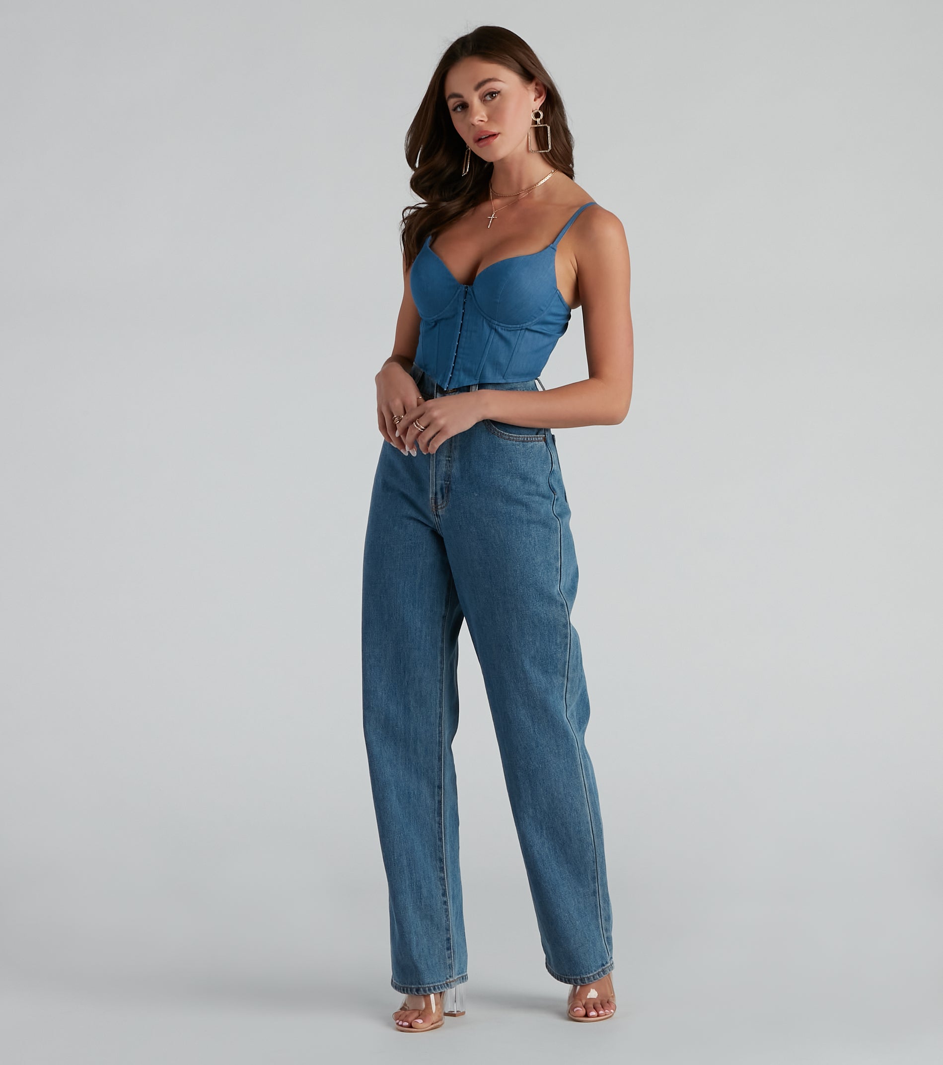 Girl Next Door Cropped Denim Corset