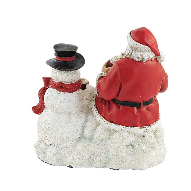 Roman Christmas Snowman With Santa One Figurine 7 75 Inches Red Bird Cardinal Polyresin Multicolored