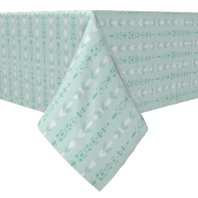 Square Tablecloth， 100% Cotton， 60x60， Green Monochromatic Design