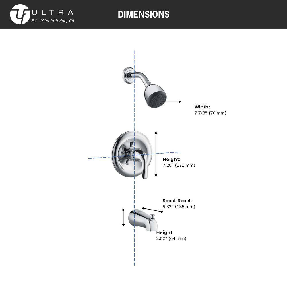 Ultra Faucets Vantage Single Handle 1-Spray Tub and Shower Faucet 1.8 GPM with Pressure Balance in. Oil Rubbed Bronze (Valve Included) UF78505R