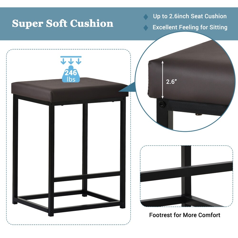 3 PU Stools Bar Kitchen Table Set Console Table