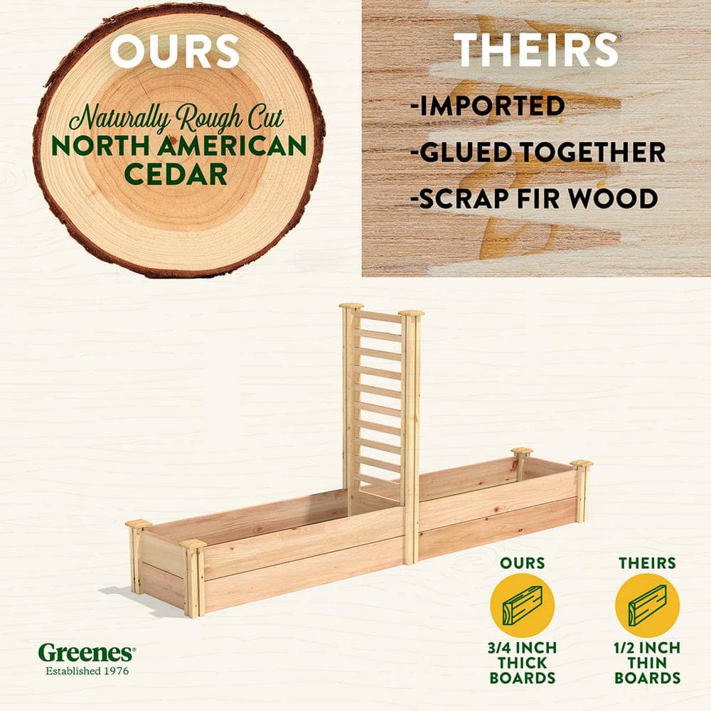 Greenes Fence 16 in. x 8 ft. X 11 in. Premium Cedar Raised Garden Bed with Trellis RC169612PTRE