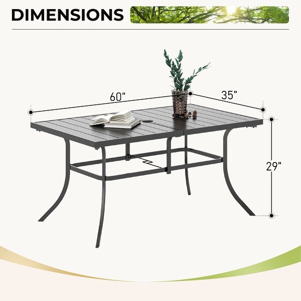 MAISON ARTS Patio Dining Set 7 Piece Metal Rectangle Patio Table with 2.6