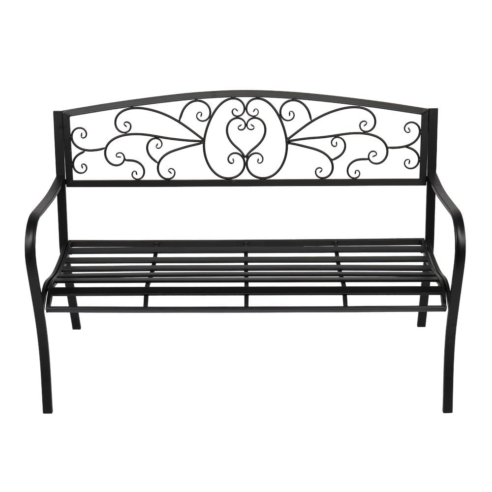 UBesGoo Outdoor Park Patio Courtyard 51" Leisure Iron Bench, Garden Bench, Black