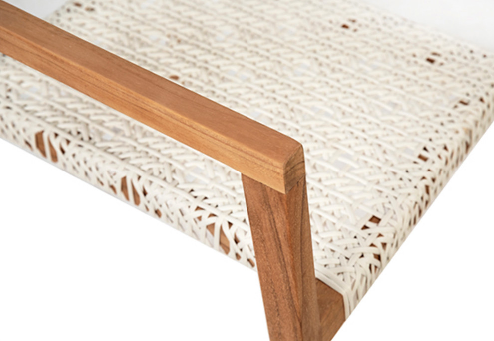 Teak and White Woven Dining Chair   Contemporary   Outdoor Dining Chairs   by Design Mix Furniture  Houzz