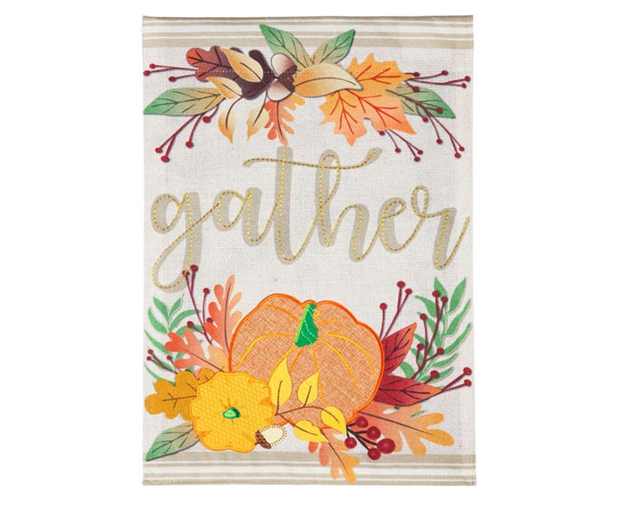 Evergreen Autumn Gather Burlap Garden Flag - 14B9326