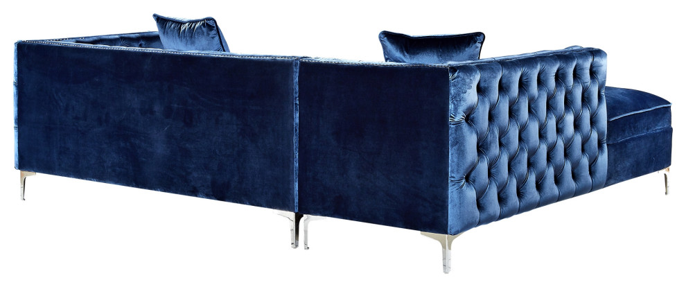 Jeannie Velvet Tufted With Nailhead Trim Sectional   Contemporary   Sectional Sofas   by Inspired Home  Houzz