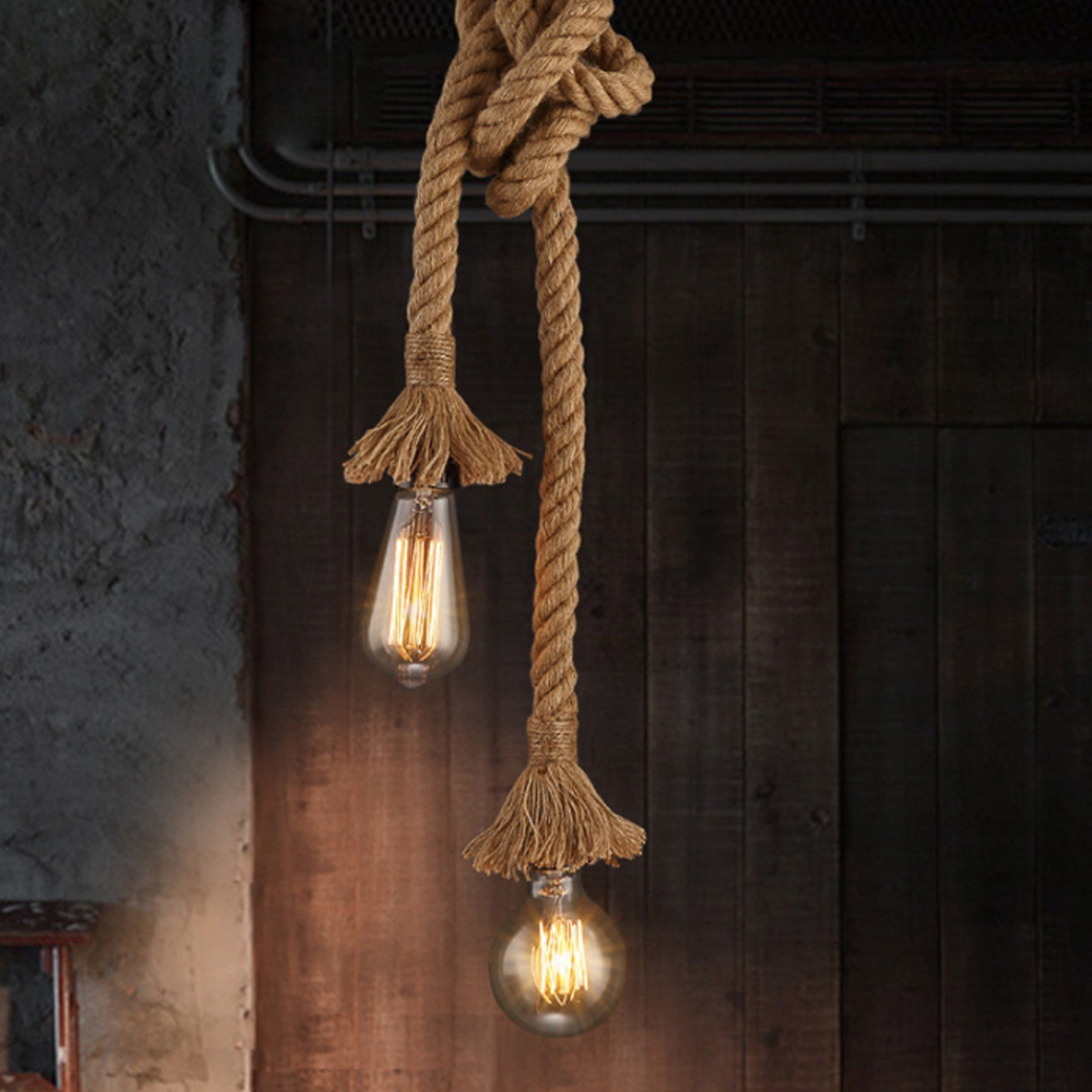 2 Heads Hemp Rope Pendant Lamp Cy-Dd-123-2