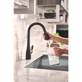 MOEN Arbor Single-Handle Pull-Down Sprayer Kitchen Faucet with Power Boost in Matte Black 7594BL