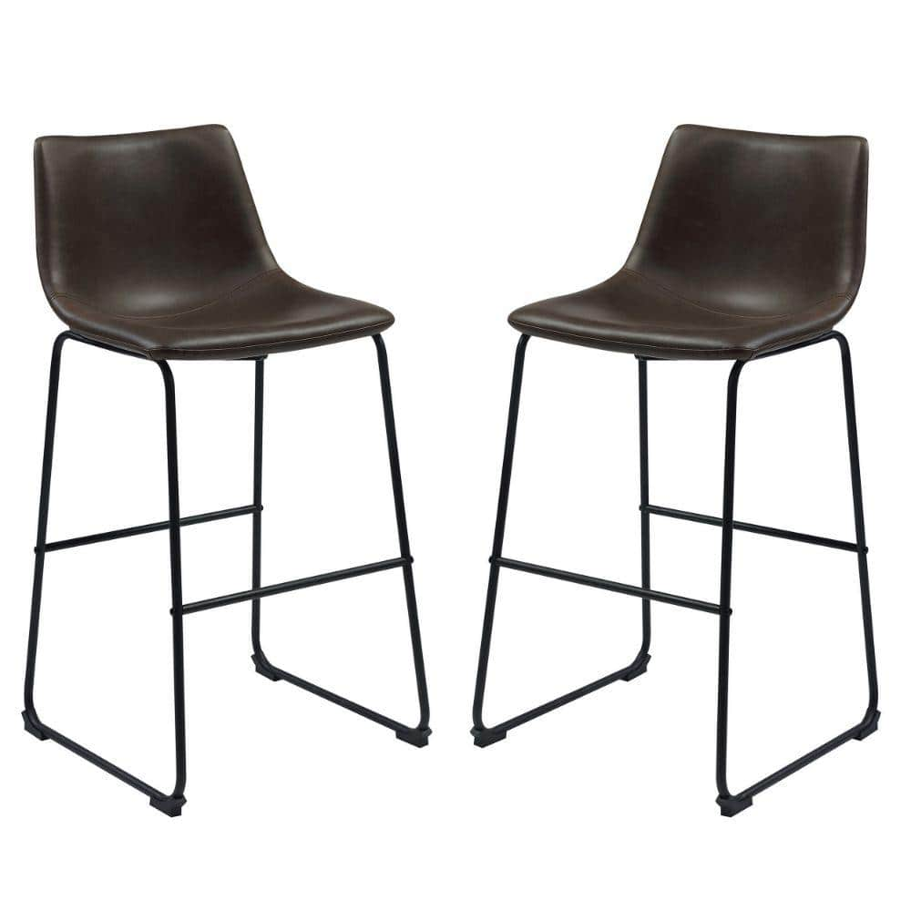 Benjara 39 in. H Casual Contoured Brown Bar Height Stool (Set of 2) BM160829