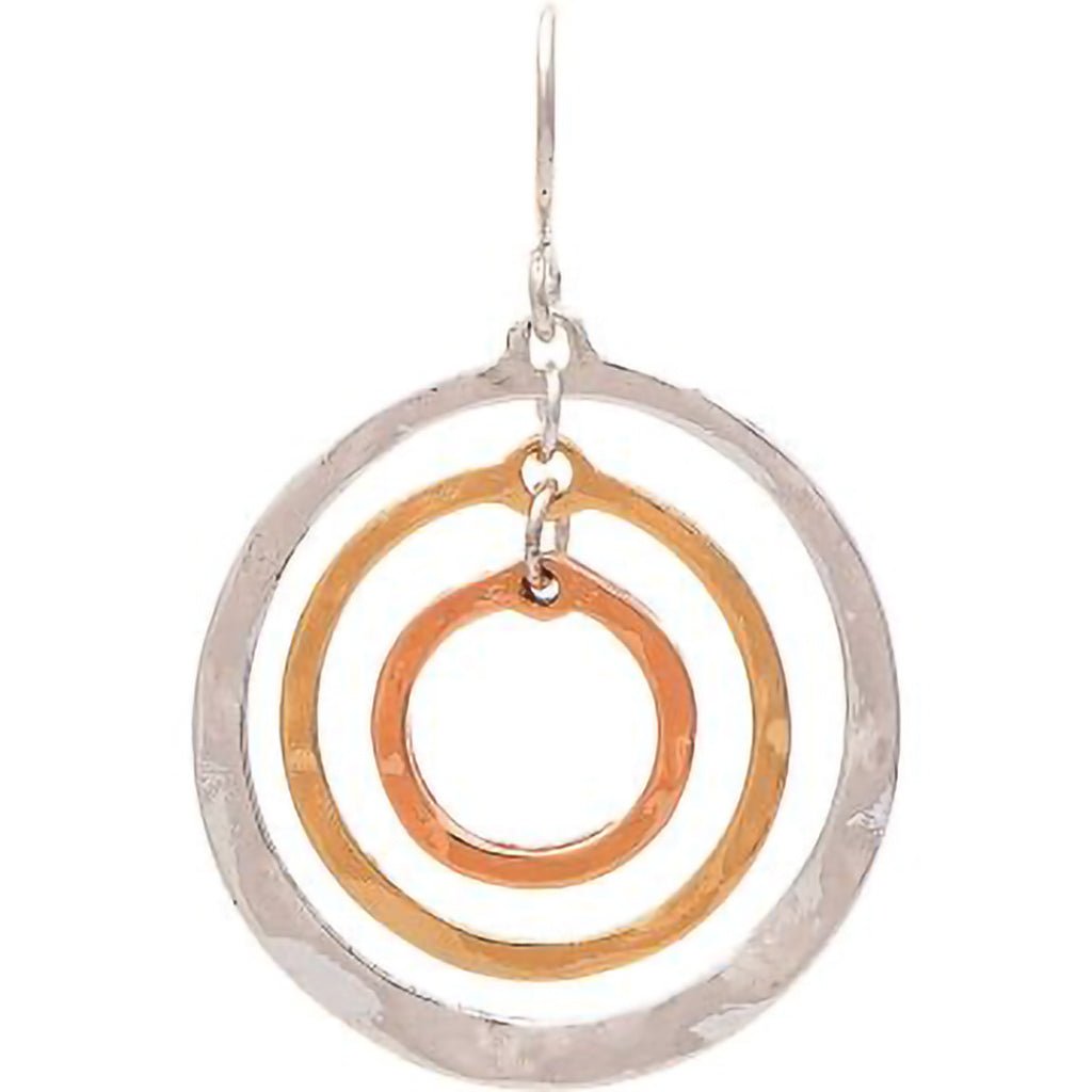 Rain   Multimetal Triple Spin Circles Earring