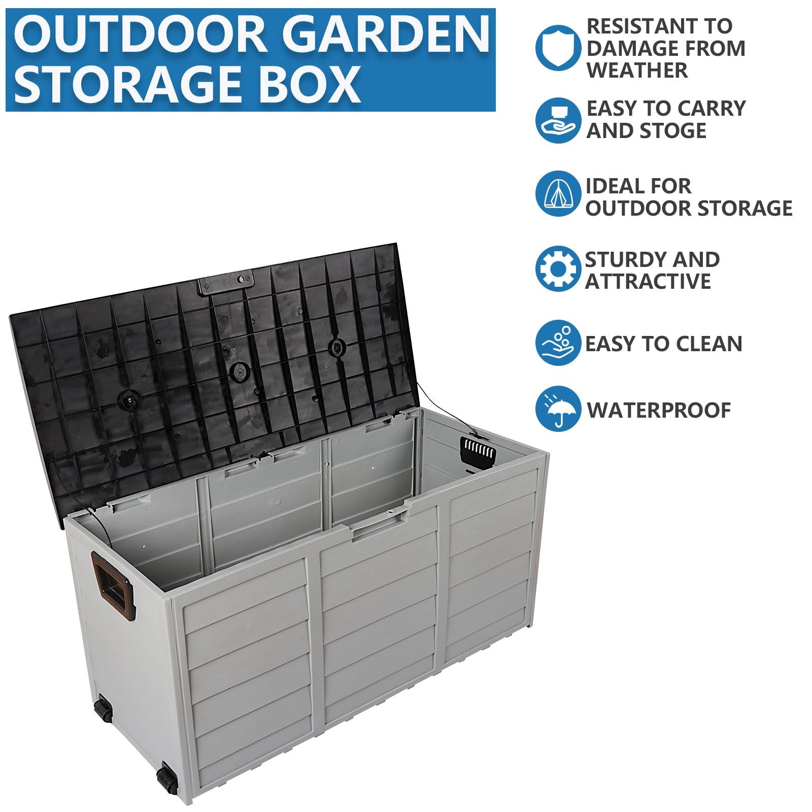 Ktaxon 75gal Outdoor Garden Plastic Storage Deck Box Chest Tools Black