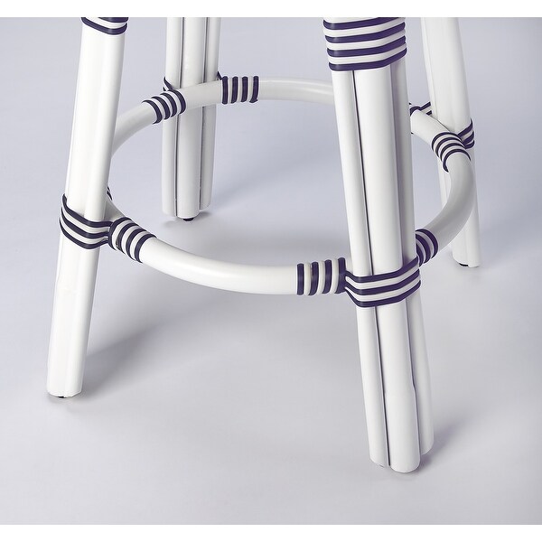 Butler Tobias Blue and White Rattan Counter Stool