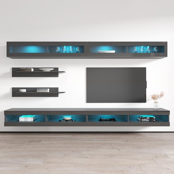 Fly I2 34TV Wall-Mounted Floating Modern Entertainment Center