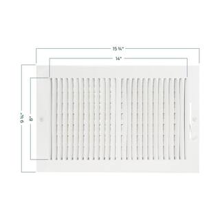 EZ-FLO 14 in. x 8 in. 2-Way Steel WallCeiling Registered White 61662