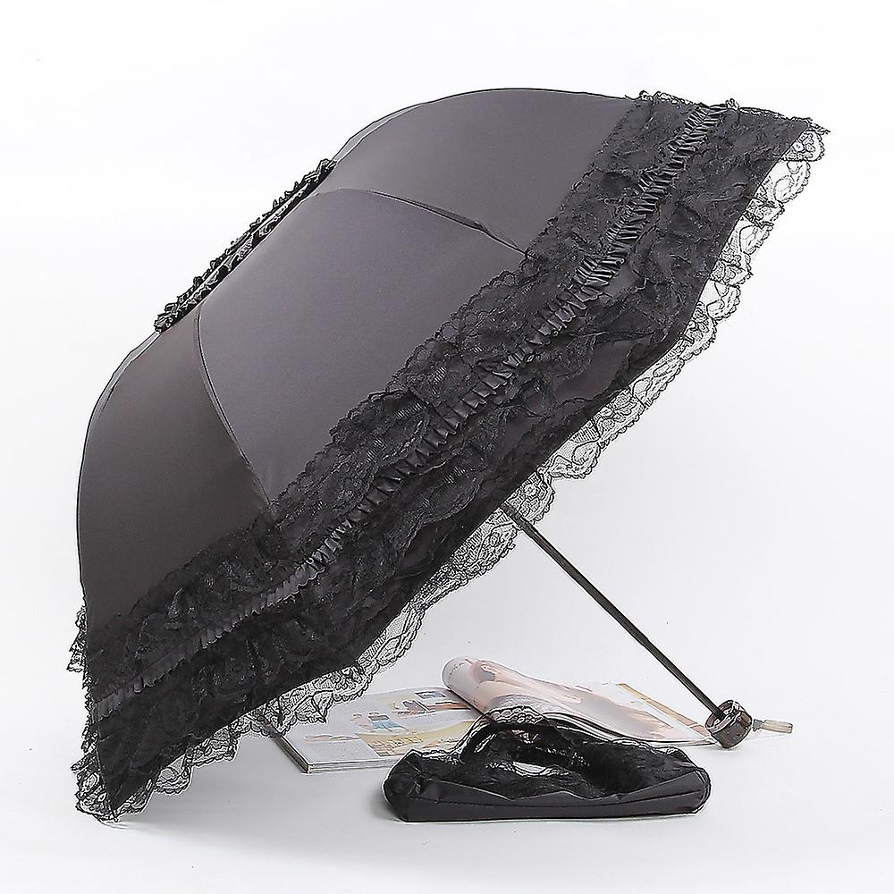 Princess Lace Sun Umbrella Sunscreen Anti-ultraviolet Lace Umbrella Thickened Vinyl Sunny And Rainy Dual-use Sunshade