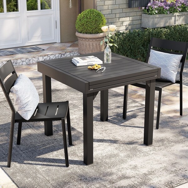 3/5/7 Pieces Patio Dining Set Expandable Dining Table with Stackable Aluminum Chairs