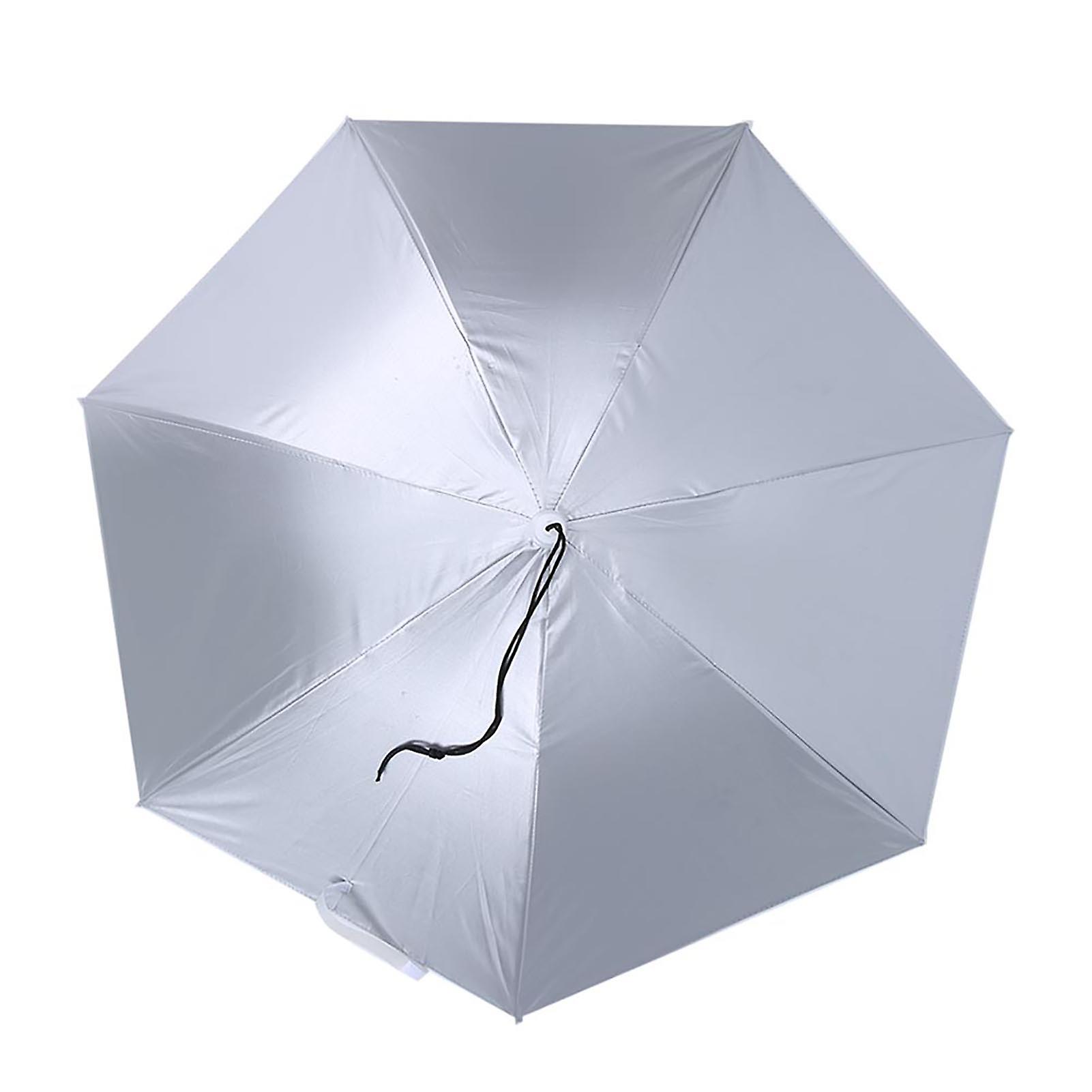 77cm Sunscreen Windproof Head Mounted Umbrella Top Folding Hat Umbrella(silver Blue)