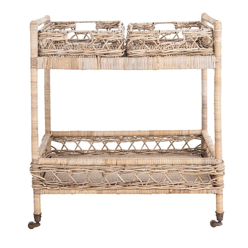 Safavieh Ambrose 2-Tier Rattan Bar Cart