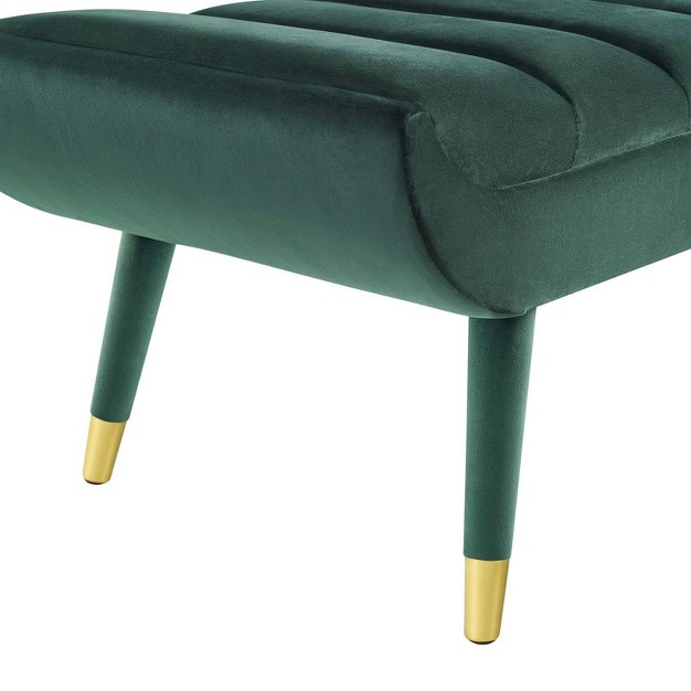 Guess Channel Tufted Performance Velvet Accent Bench Green Modway