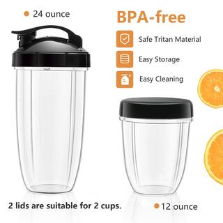 Costway 24 oz. Single Speed Black 1000-Watt Portable Blender 6-Blade Smoothie Blender with Travel Bottle ES10060US-BK