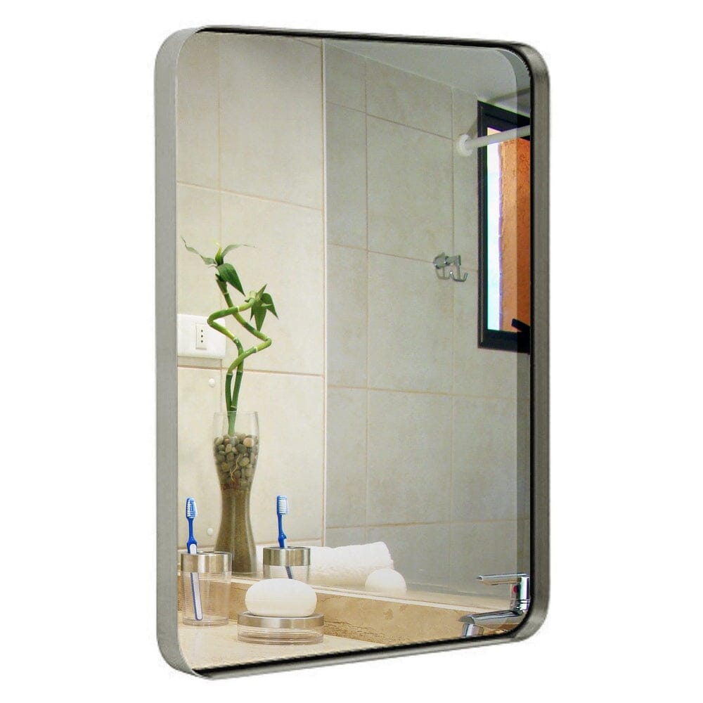 Contemporary Brushed Metal Wall Mirror