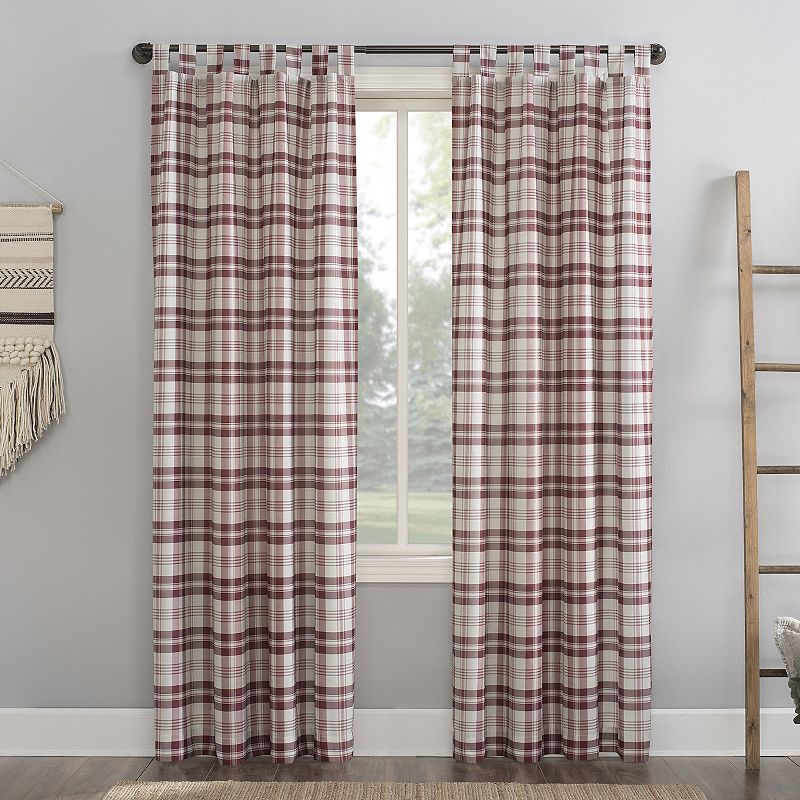 No. 918 Blair Farmhouse Plaid Semi-Sheer Tab Top Window Curtain