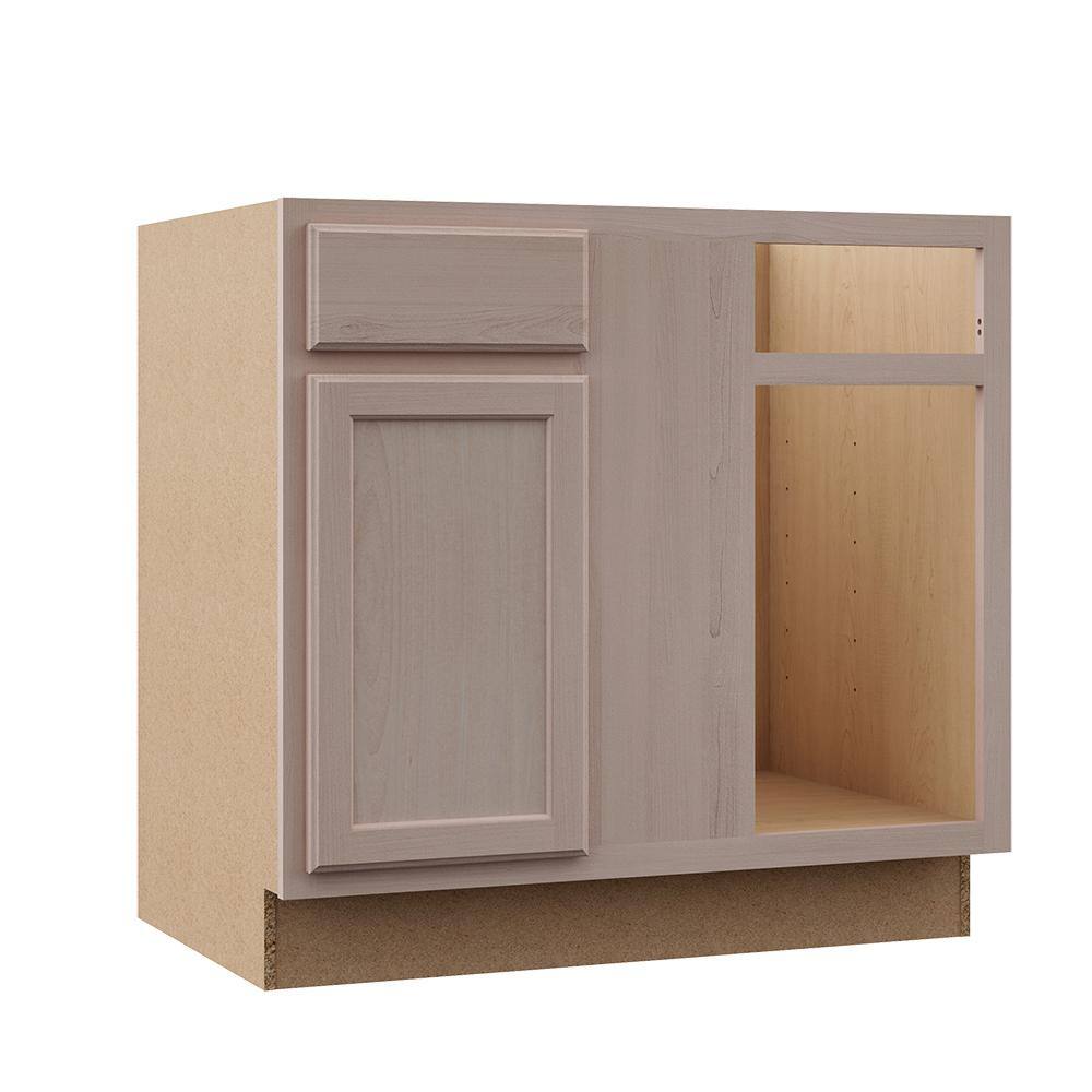 Hampton Bay Hampton Assembled 36x34.5x24 in. Blind Base Corner Cabinet in Unfinished Beech KBBC45-UF