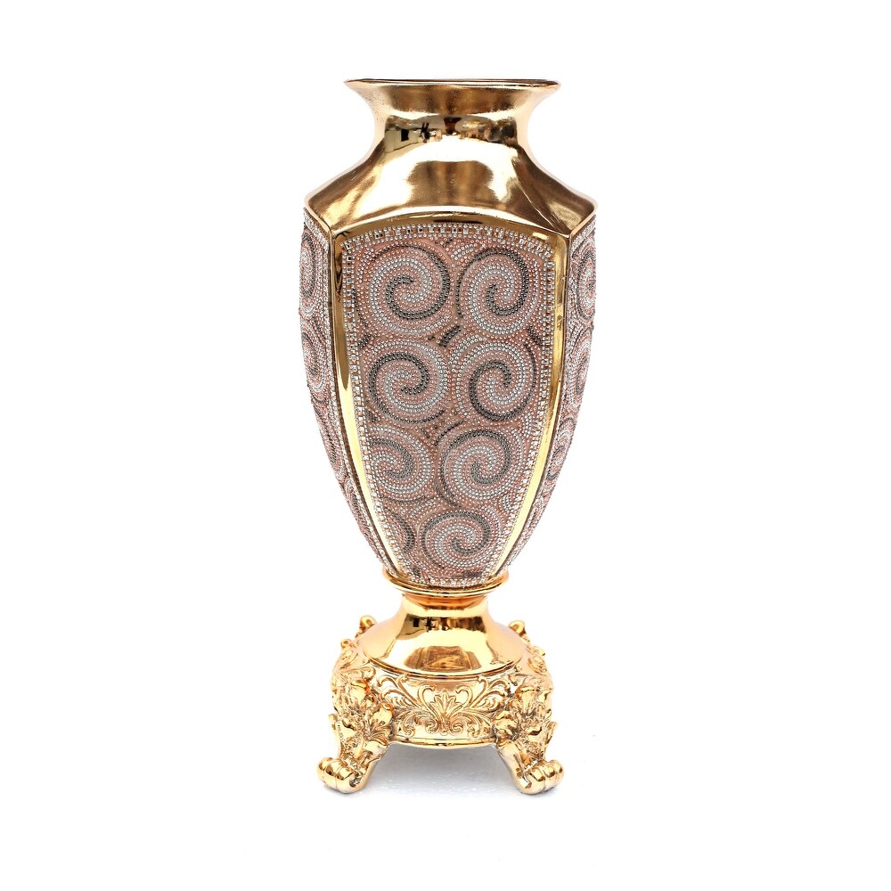 Ambrose Crystal Embellished Ceramic Vase