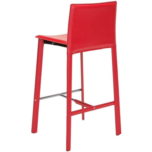 SAFAVIEH Mid-Century 28.5-inch Madison Red Leather Bar Stool (Set of 2) - 18.7