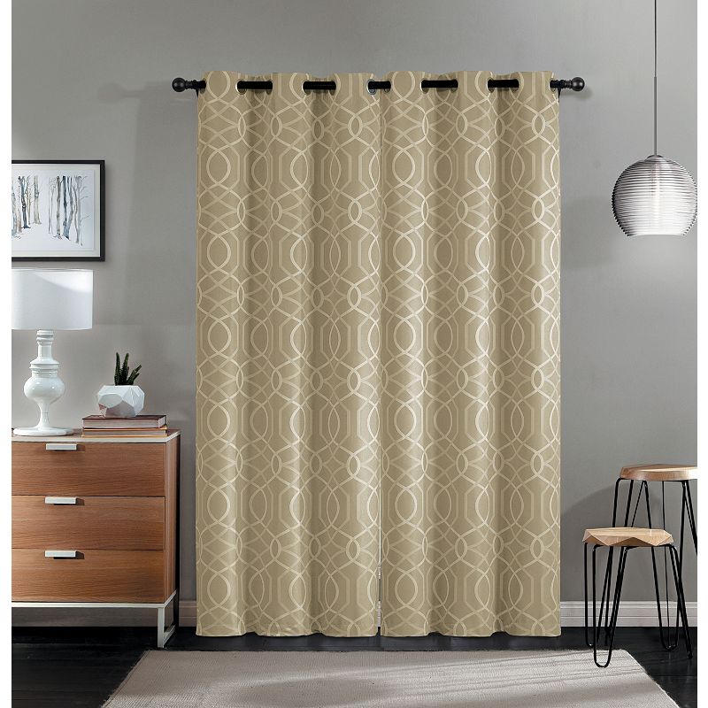 Kate Aurora Modern Living 2 Pack Aries Geometric Light Reducing Grommet Curtains