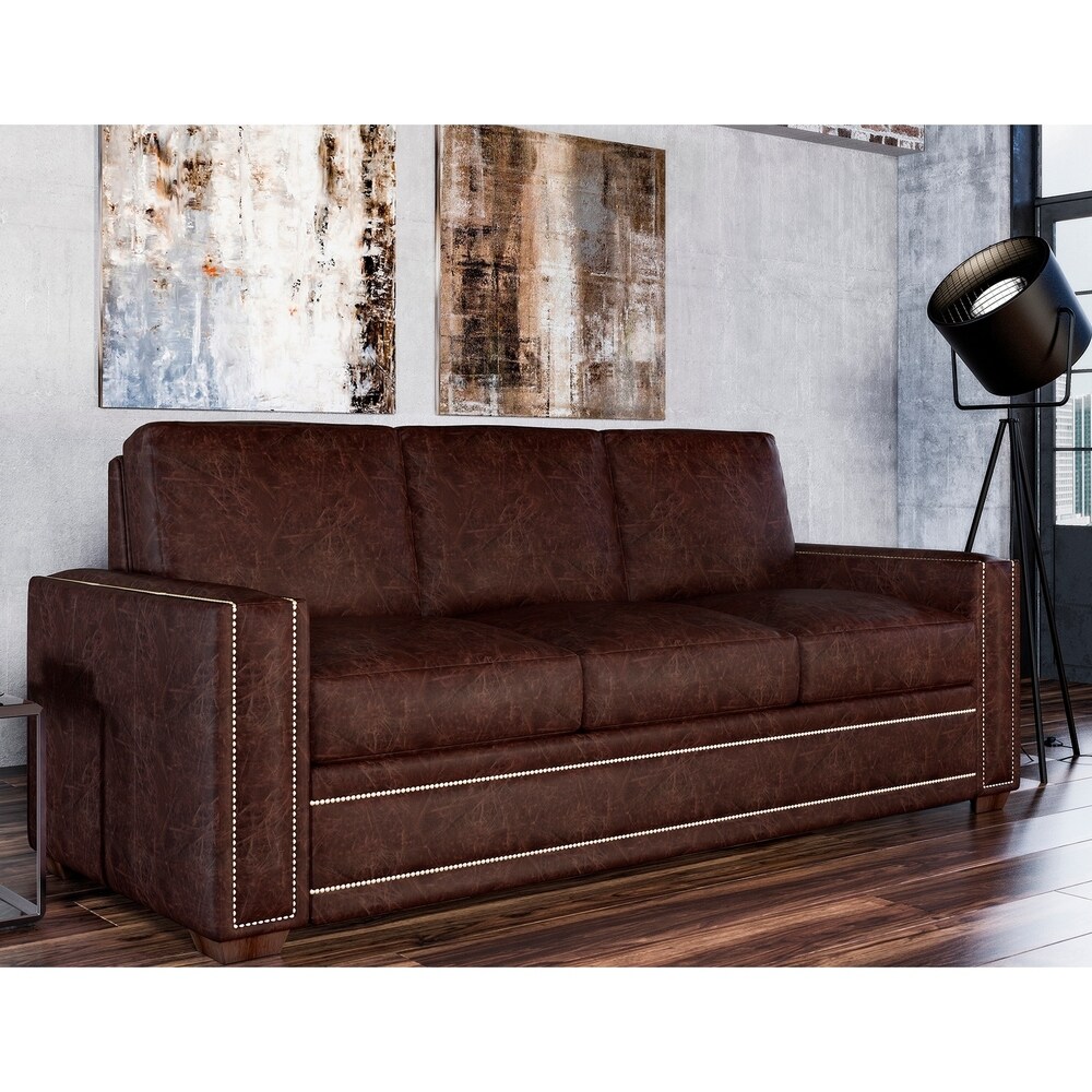 Made to Order Evelyn 100% Top Grain Leather Sofa and Loveseat Set