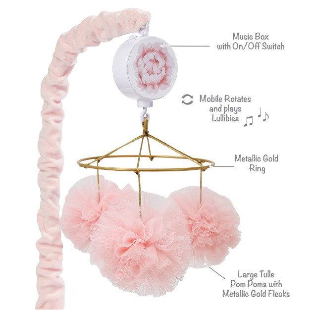 Lambs amp Ivy Secret Garden Pink Pom Pom Musical Baby Crib Mobile Soother Toy