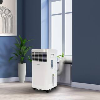 Keystone 9000 BTU (ASHRAE) 5000 BTU (DOE) Portable Air Conditioner w Remote 200 Sq.Ft. LED Display Timer Wheels in in White KSTAP05PHA