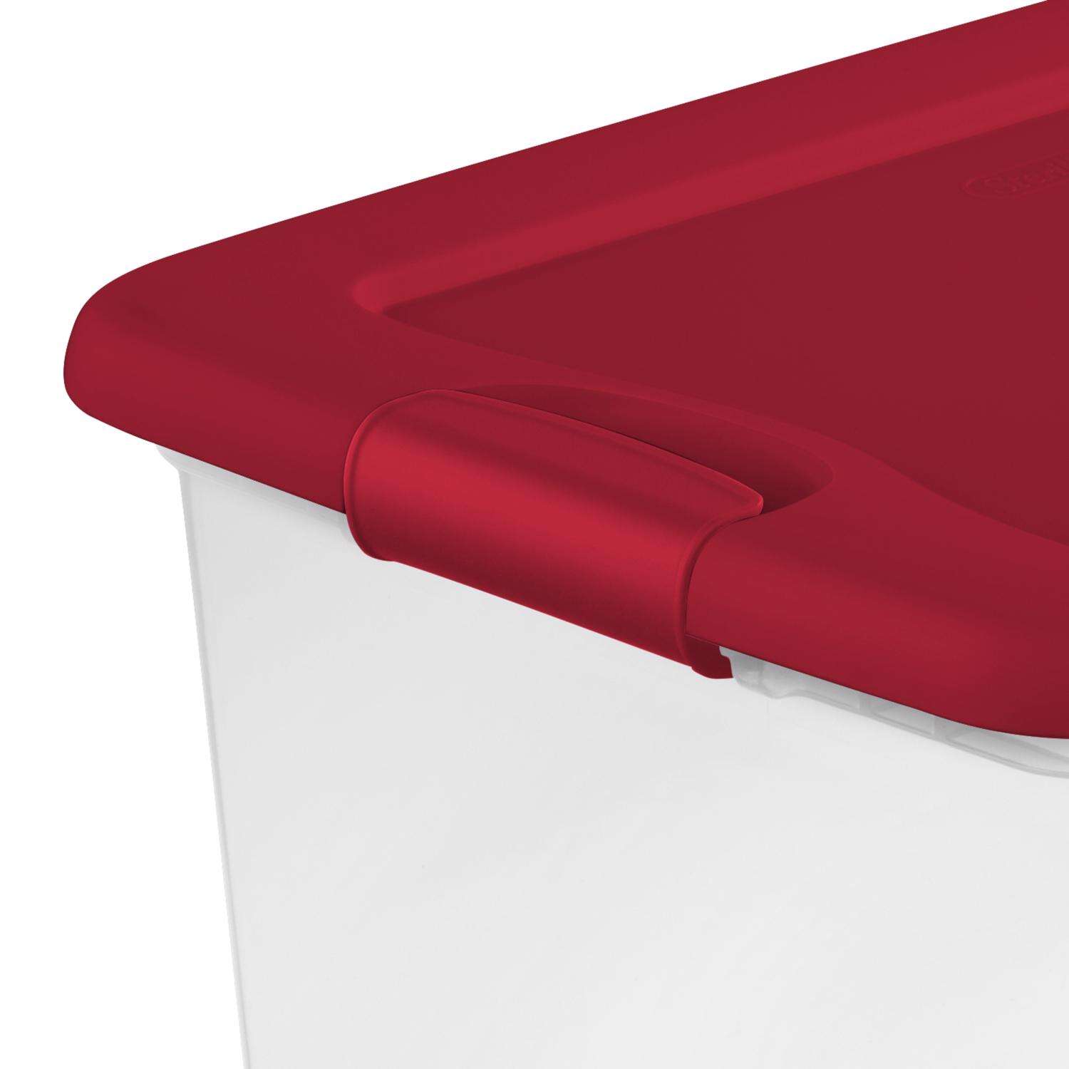 Sterilite 64 qt Clear/Red Latching Storage Box 13.5 in. H X 23.75 in. W X 16 in. D💝(LAST DAY CLEARANCE SALE 70% OFF)